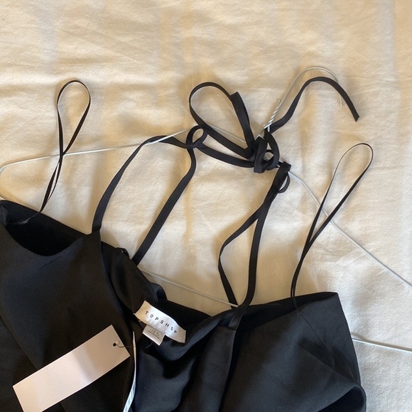 Topshop black cowl neck cami tank top with tie straps, size 4 - Picture 5 of 5